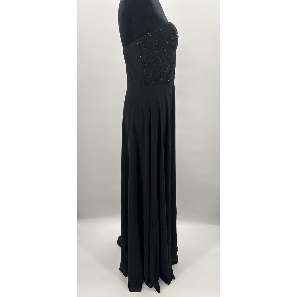 Lulus Remember this Moment Black Rhinestone Strapless Sweetheart Maxi Dress sz L - Picture 6 of 13